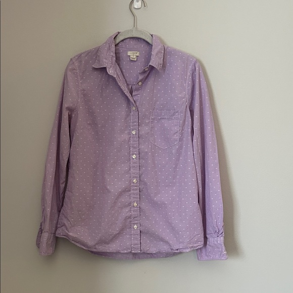 J. Crew Lavender Polka Dot Shirt - Picture 1 of 6